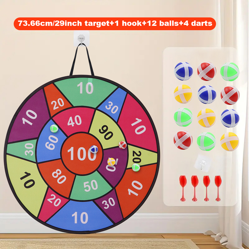 Party Games Indoor For 6 12 Year Olds - Sticky ball dart board -12 balls+4