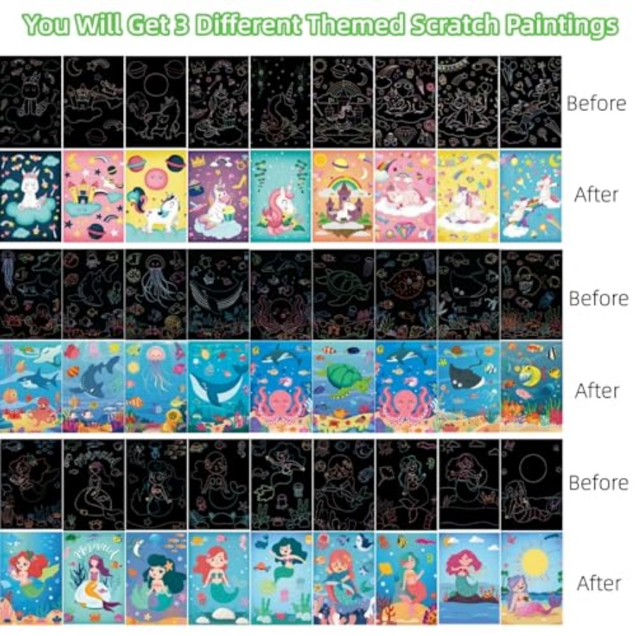 3 Set Magic Scratch Paper Art, - Book Party Games recension och pris
